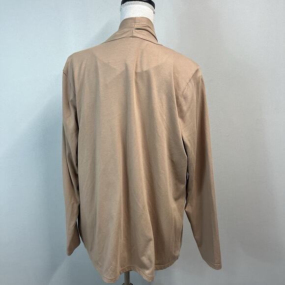 Bob Mackie 2pc Twinset size Large Brown Khaki Stretch Jersey Floral Embroidery - Picture 8 of 9